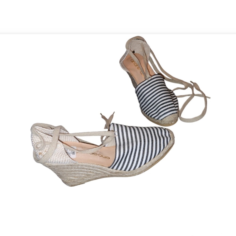 Andre Assous Payton Espadrille  Wedges  Sandals Strappy Rope wrapped Ankle Tie